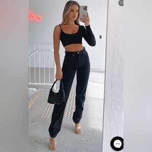 White Fox Who's That Girl Straight Leg Denim Jeans Vintage Black